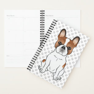 Agenda Bulldog Francés Piebald Rojo Perro de Dibujos Anim
