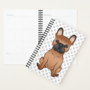 Agenda Bulldog Francés Rojo / Frenchie Perro de Dibujos A