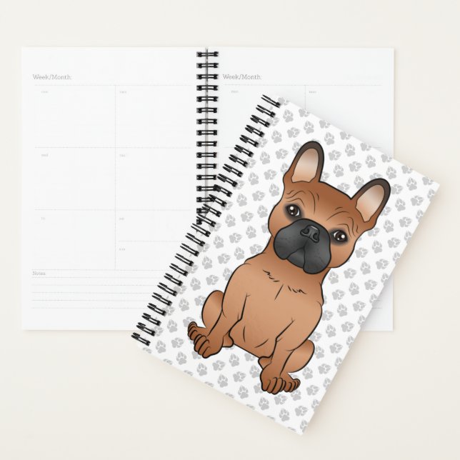 Agenda Bulldog Francés Rojo / Frenchie Perro de Dibujos A (Demostración)
