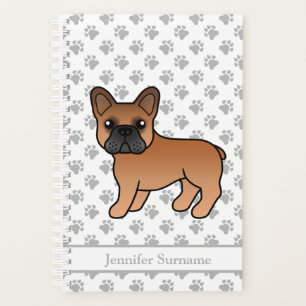 Agenda Bulldog Francés Rojo Perro De Dibujos Animados Lin
