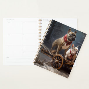 Agenda Bulldog Francés Snowy Sleigh Decoración de Navidad