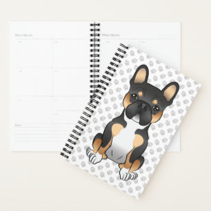 Agenda Bulldog Francés Tricolor Negro Frenchie Perro y Pa