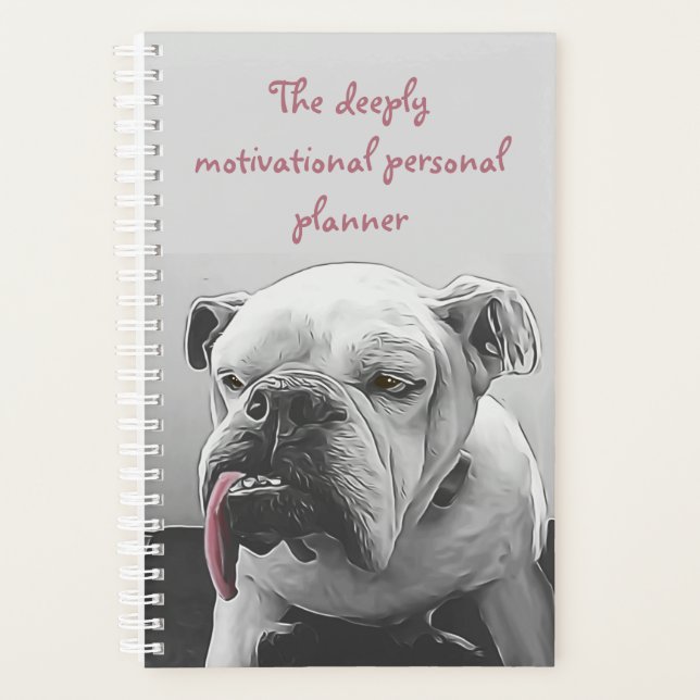 Agenda Bulldog motivacional foto rosa blanco negro (Anverso)