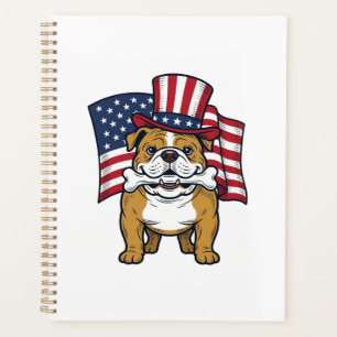 Agenda Bulldog Patriótico Con Diseño De Vector De Bandera