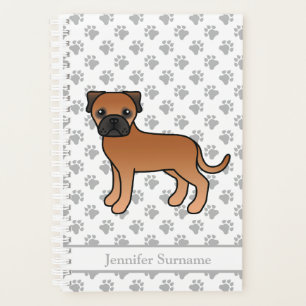 Agenda Bullmastiff Rojo Perro de Dibujos Animados Lindo &