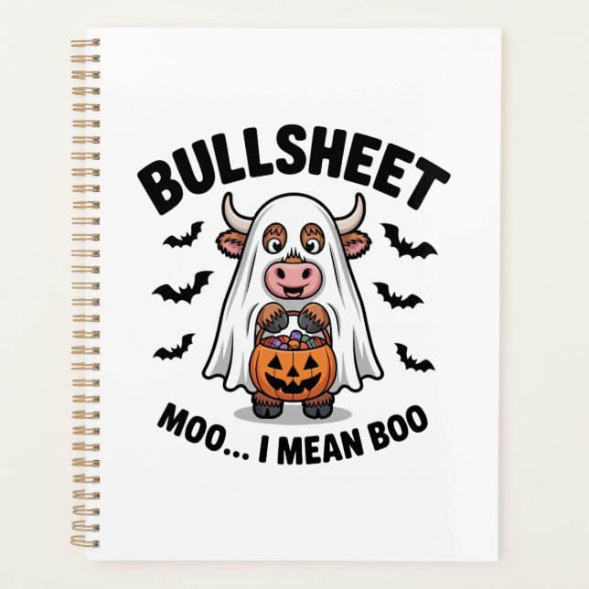 Agenda BULLSHEET Halloween Vaca Linda en Fantasma (Anverso)