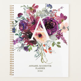 Agenda Buquet floral morado y malauí personalizado