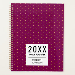 Agenda Burgundy Amarillo Dorado Lunares Diario