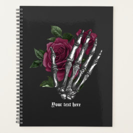 Agenda Burgundy Floral Skeleton Boda gótico