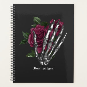 Agenda Burgundy Floral Skeleton Boda gótico