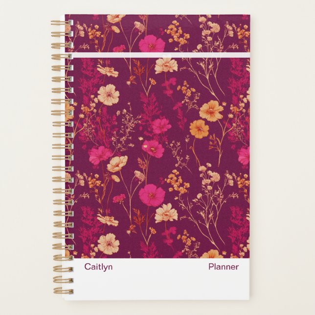 Agenda Burgundy Floral Small Planner (Anverso)
