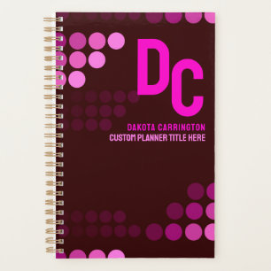 Agenda Burgundy Funky Pink Dots Monograma
