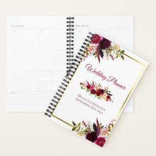 Agenda Burgundy Marsala Boda de Moda Rustica Floral