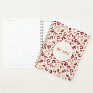 Agenda Burgundy Rojo Crema Leopardo Sé Salvaje