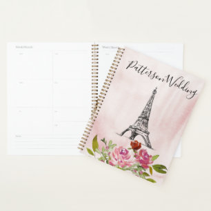 Agenda Burgundy Watercolor Torre Eiffel Boda