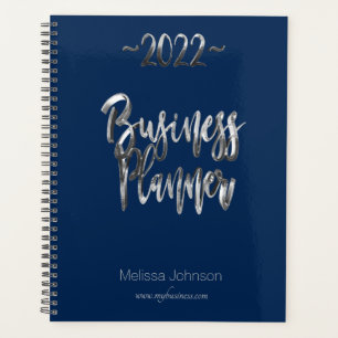 Agenda Business Planner 2022 Guión azul y gris moderno