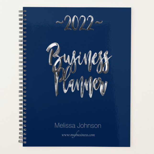 Agenda Business Planner 2022 Guión azul y gris moderno (Anverso)