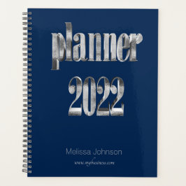 Agenda Business Planner 2022 Guión azul y gris moderno