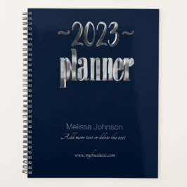 Agenda Business Planner 2023 Guión azul y gris moderno