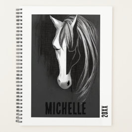 Agenda Caballo abstracto de blanco y negro personalizado