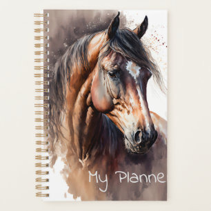 Agenda Caballo Bay Oscuro Acuarela Diario