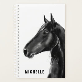 Agenda Caballo blanco y negro personalizado