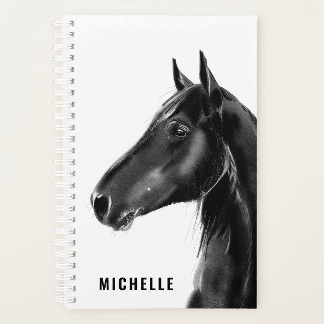 Agenda Caballo blanco y negro personalizado (Anverso)