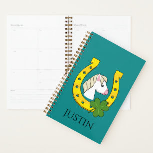 Agenda Caballo con zapato de caballo dorado, Shamrock   P