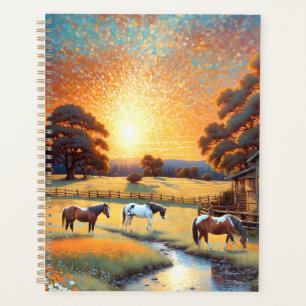 Agenda Caballo en pradera de flores silvestres de granja