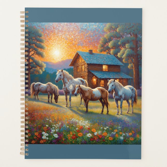 Agenda Caballo en prado de flores silvestres de granja (Anverso)