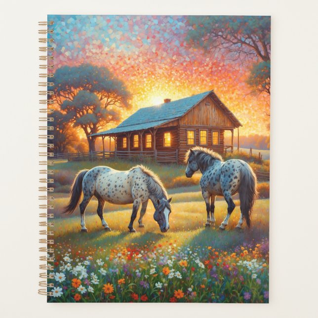 Agenda Caballo en prado de flores silvestres de granja (Anverso)