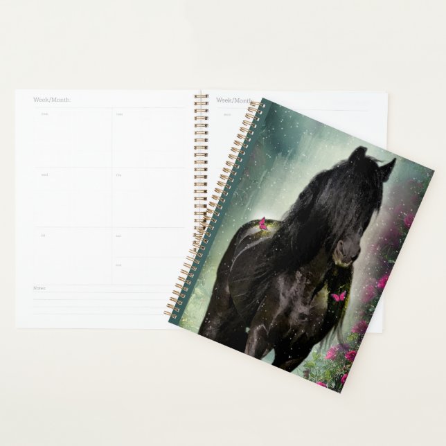 Agenda Caballo frisón de caballo negro - Calendario, plan (Demostración)