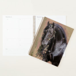 Agenda Caballo frisón de caballo negro - Calendario, plan