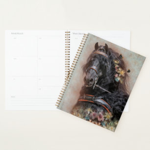 Agenda Caballo frisón de caballo negro - Calendario, plan