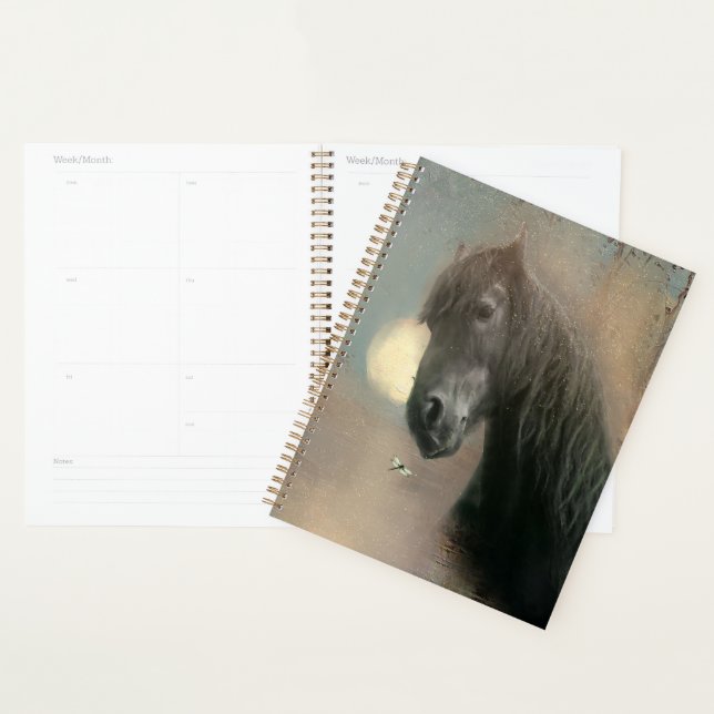 Agenda Caballo frisón de caballo negro - Calendario, plan (Demostración)