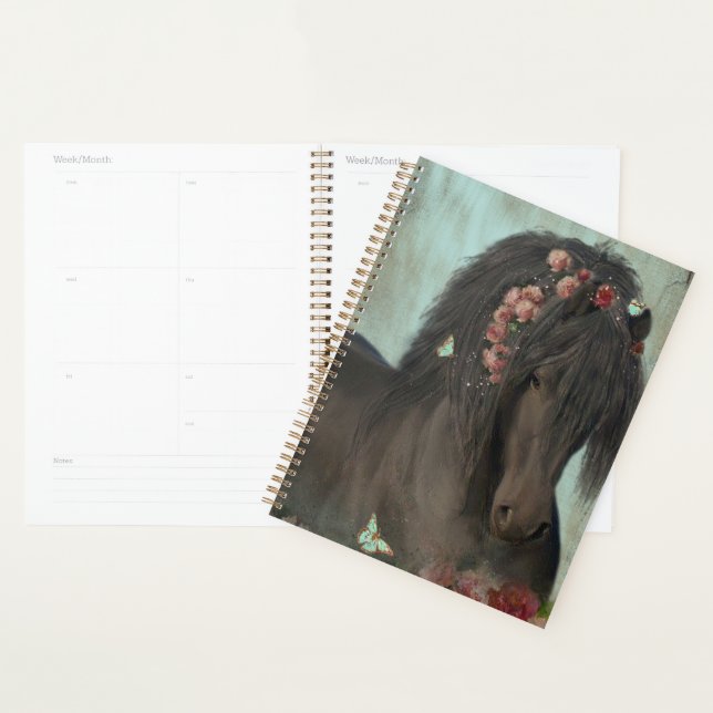 Agenda Caballo frisón de caballo negro - Calendario, plan (Demostración)