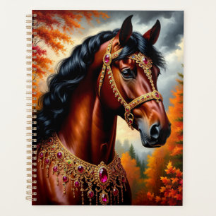 Agenda Caballo Majestuoso con Arnes de Oro Ornamentado