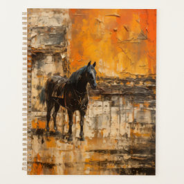 Agenda Caballo Majestuoso en Puesta de Sol Abstracta