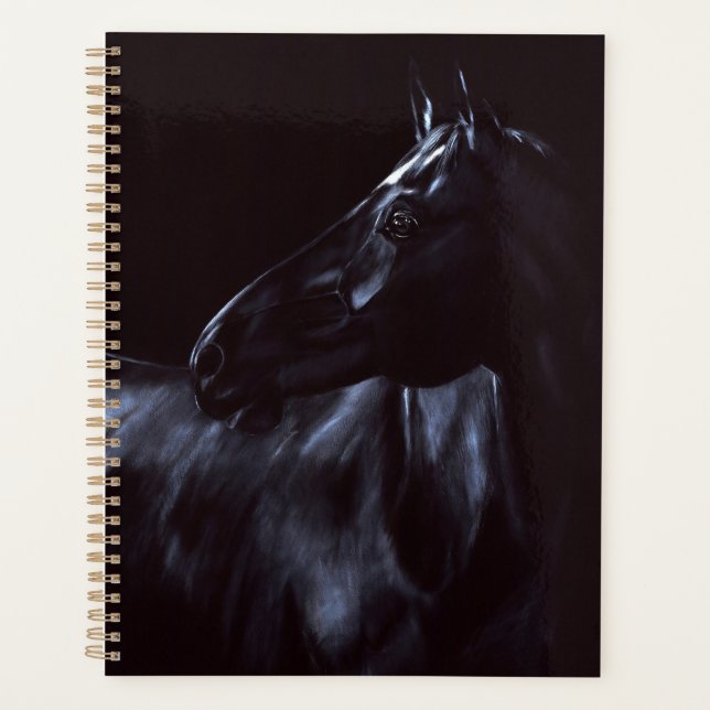 Agenda Caballo negro elegante pintado a mano (Anverso)