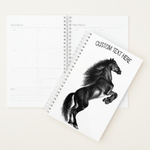 Agenda Caballo salvaje negro vertical - Dibujo negro y bl