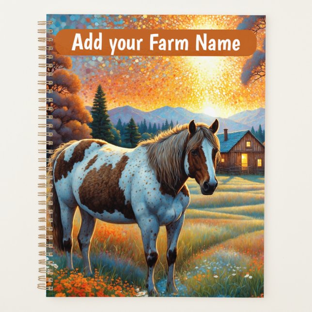 Agenda Caballos en pradera de flores silvestres de granja (Anverso)