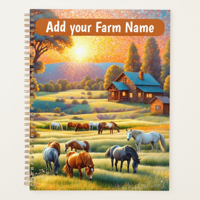 Agenda Caballos en pradera de flores silvestres de granja (Anverso)