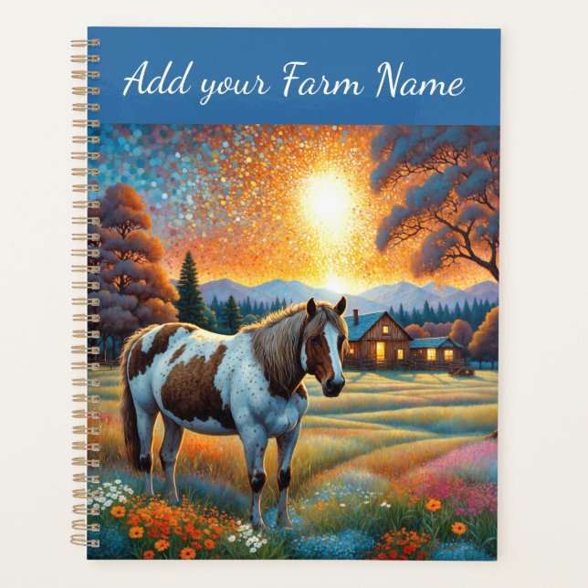 Agenda Caballos en pradera de flores silvestres de granja (Anverso)