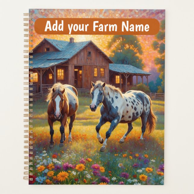 Agenda Caballos en pradera de flores silvestres de granja (Anverso)