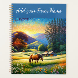 Agenda Caballos en prado de flores silvestres de granja