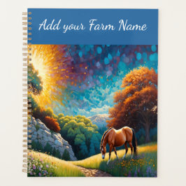 Agenda Caballos en prado de flores silvestres de granja