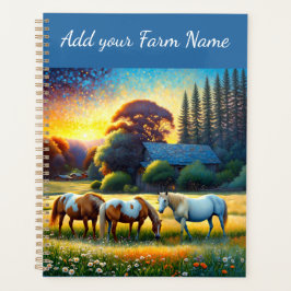 Agenda Caballos en prado de flores silvestres de granja