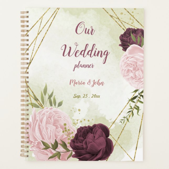 Agenda Cabernet y boda de flores rosadas (Anverso)