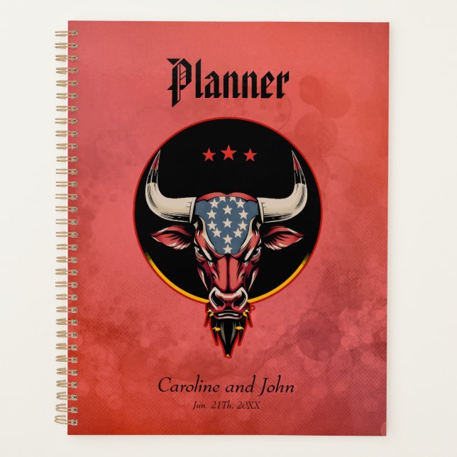 Agenda Cabeza de toro patriótica, toro estadounidense. (Anverso)