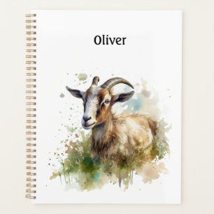 Agenda cabra en un personalizable de acuarela de pasto ve